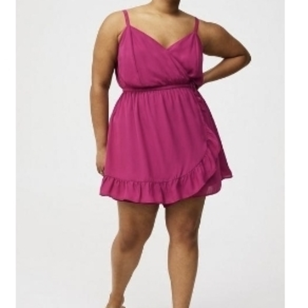 Torrid Pink Ruffled Wrap Sundress
